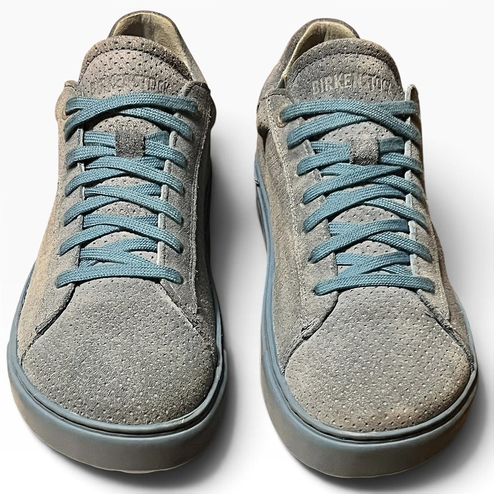 Birkenstock Bend Low Blue Grey Perforated Suede Sneakers Women 39 L8 M6 - Picture 11 of 16